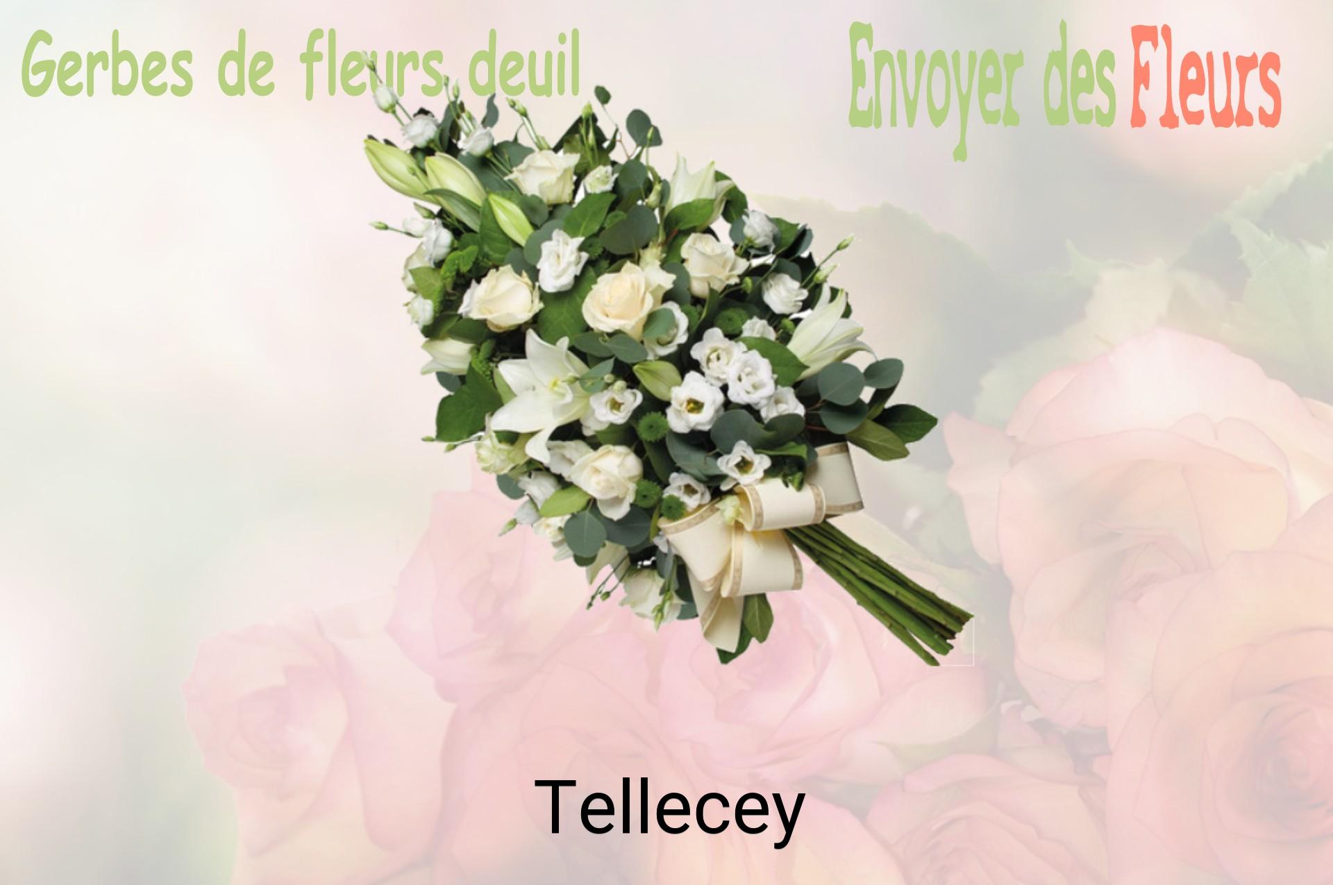 Gerbe de fleurs de deuil livrée à Tellecey